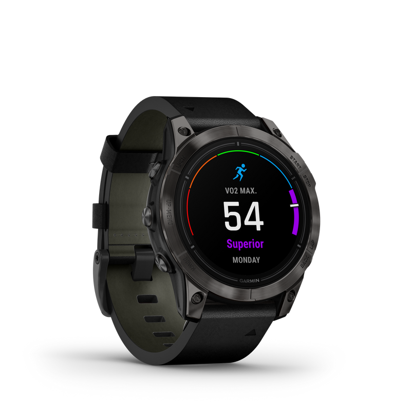 Epix Pro (Gen 2), 47mm, Sapphire Edition - Carbon Grey DLC Titanium with Black Leather Band - 010-02803-30