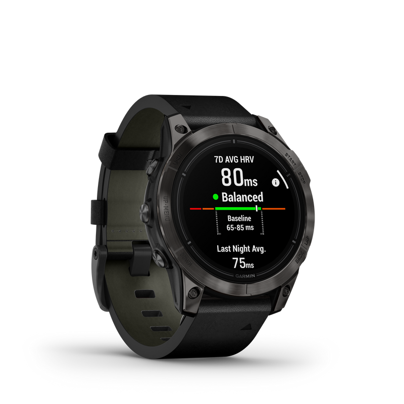Epix Pro (Gen 2), 47mm, Sapphire Edition - Carbon Grey DLC Titanium with Black Leather Band - 010-02803-30