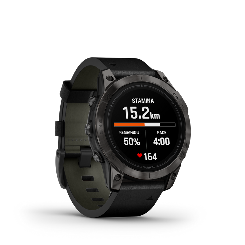 Epix Pro (Gen 2), 47mm, Sapphire Edition - Carbon Grey DLC Titanium with Black Leather Band - 010-02803-30