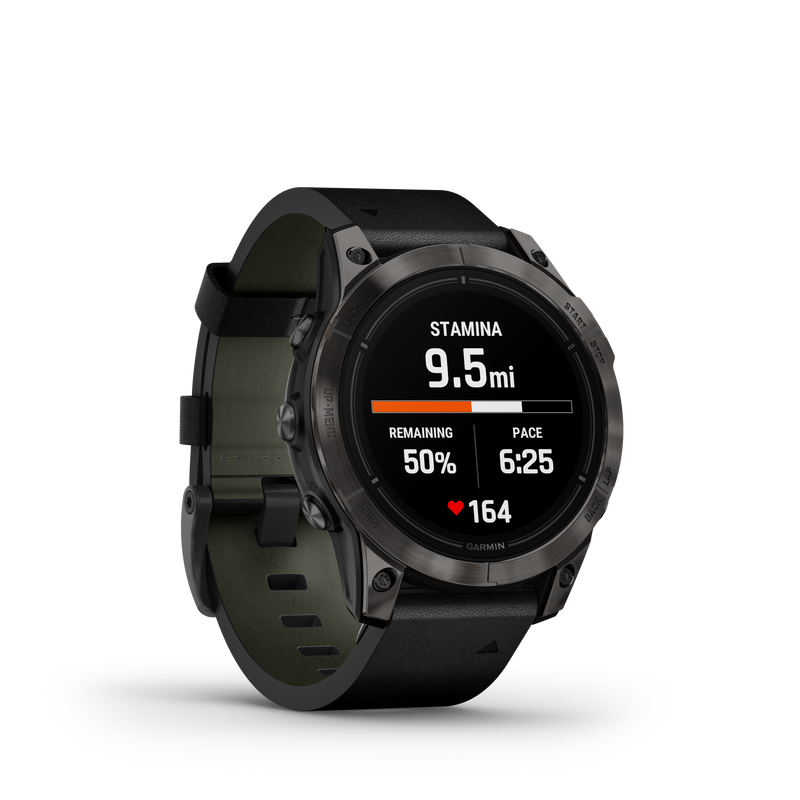 Epix Pro (Gen 2), 47mm, Sapphire Edition - Carbon Grey DLC Titanium with Black Leather Band - 010-02803-30