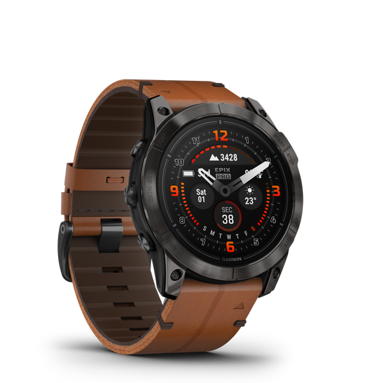 Epix Pro (Gen 2), 51mm, Sapphire Edition -  Carbon Grey DLC Titanium with Chestnut Leather Strap - 010-02804-30