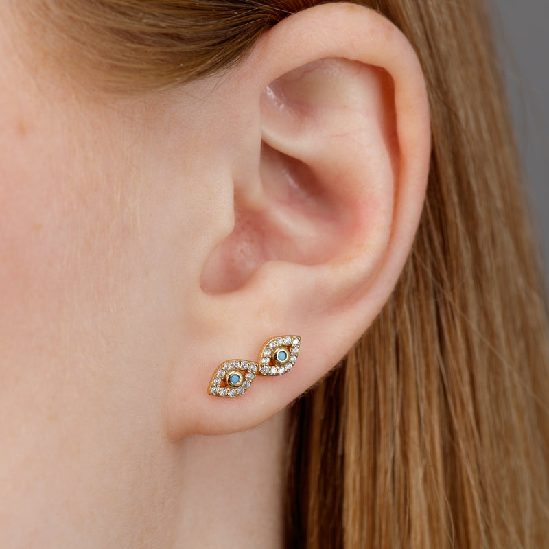 Evil Eye Stud Earrings - Gold - SPG-224