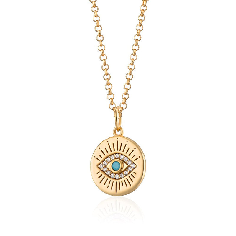 Evil Eye Pendant Necklace - Gold - SPG-225-CHGST