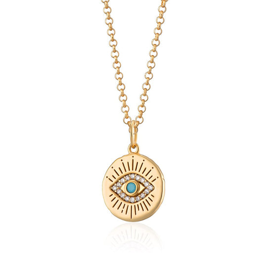 Evil Eye Pendant Necklace - Gold - SPG-225-CHGST