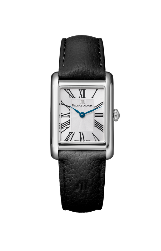 FIABA Square Ladies Watch - Stainless Steel/Black Leather- FA1205-SS001-110-2