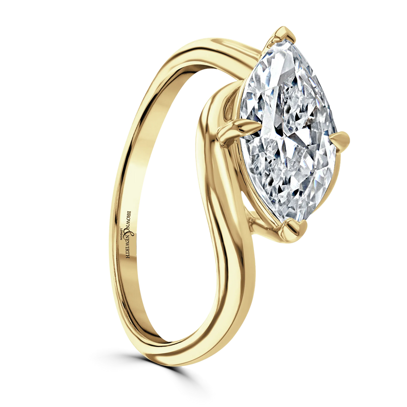 18ct Yellow Gold Marquise Cut Laboratory Grown Diamond Engagement Ring - 2.09ct