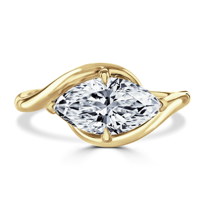 18ct Yellow Gold Marquise Cut Laboratory Grown Diamond Engagement Ring - 2.09ct