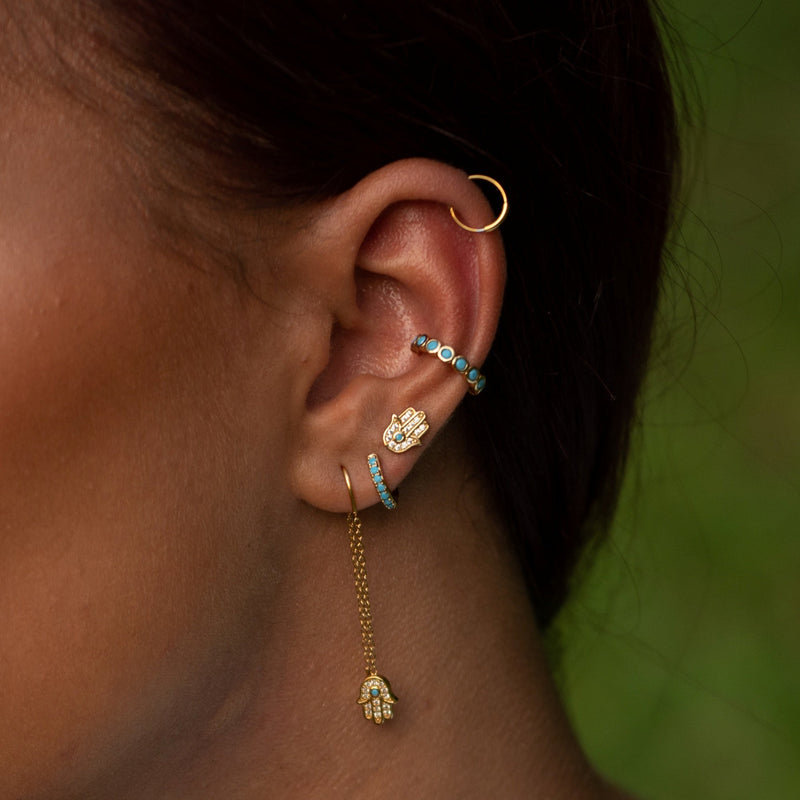 Fatima Stud Earrings With Turquoise - Gold - SPESGS163