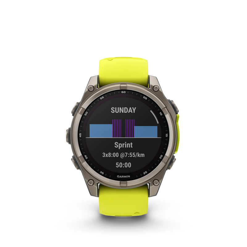 Fenix 8 Smartwatch, 47mm - Solar, Sapphire, Titanium with Amp Yellow/Graphite Silicone Band - 010-02906-21