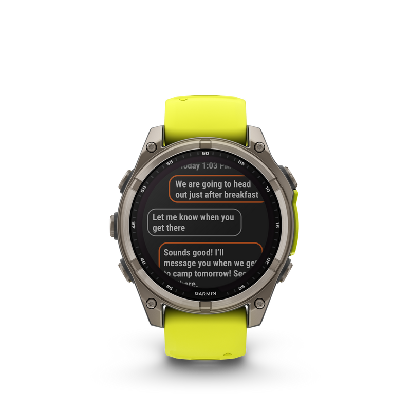 Fenix 8 Smartwatch, 47mm - Solar, Sapphire, Titanium with Amp Yellow/Graphite Silicone Band - 010-02906-21
