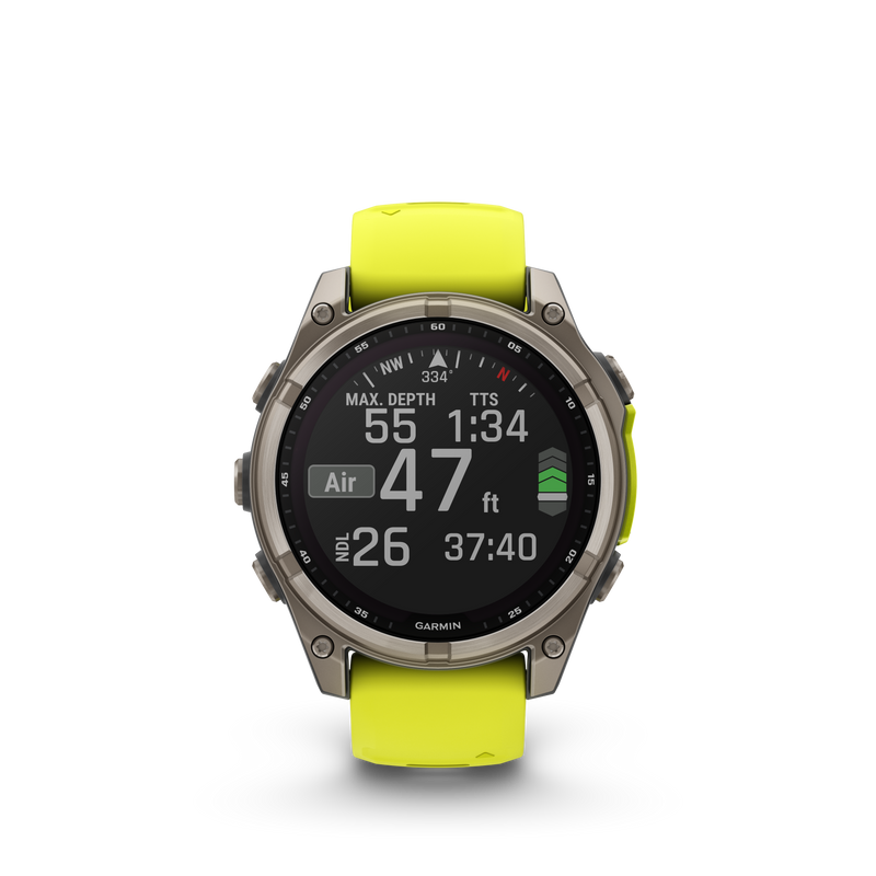 Fenix 8 Smartwatch, 47mm - Solar, Sapphire, Titanium with Amp Yellow/Graphite Silicone Band - 010-02906-21