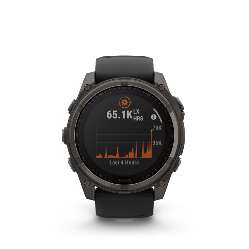 Fenix 8 GPS Smartwatch, 51mm - Solar, Sapphire, Carbon Grey DLC Titanium With Black/Pebble Grey Silicone Band - 010-02907-11