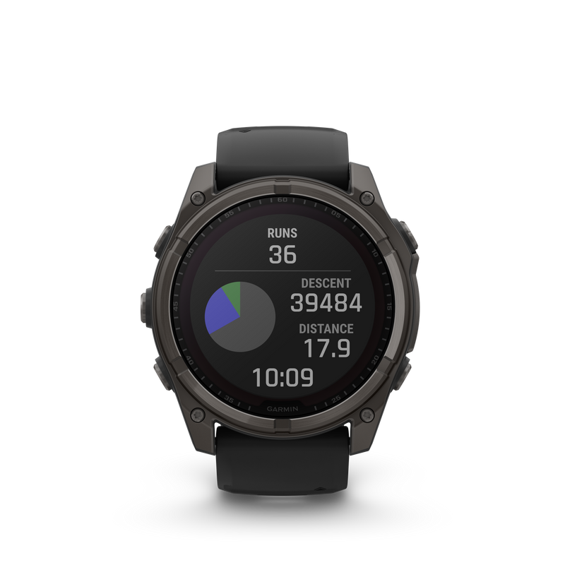 Fenix 8 GPS Smartwatch, 51mm - Solar, Sapphire, Carbon Grey DLC Titanium With Black/Pebble Grey Silicone Band - 010-02907-11