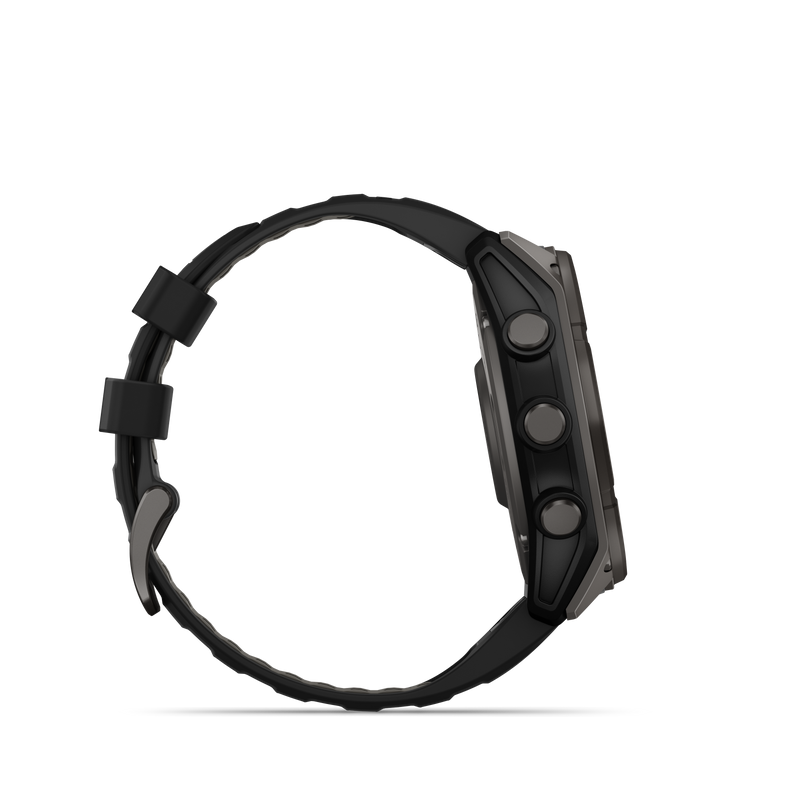 Fenix 8 GPS Smartwatch, 51mm - Solar, Sapphire, Carbon Grey DLC Titanium With Black/Pebble Grey Silicone Band - 010-02907-11