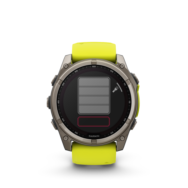 Fenix 8 GPS Smartwatch, 51mm - Solar, Sapphire, Titanium with Amp Yellow/Graphite Silicone Band - 010-02907-21