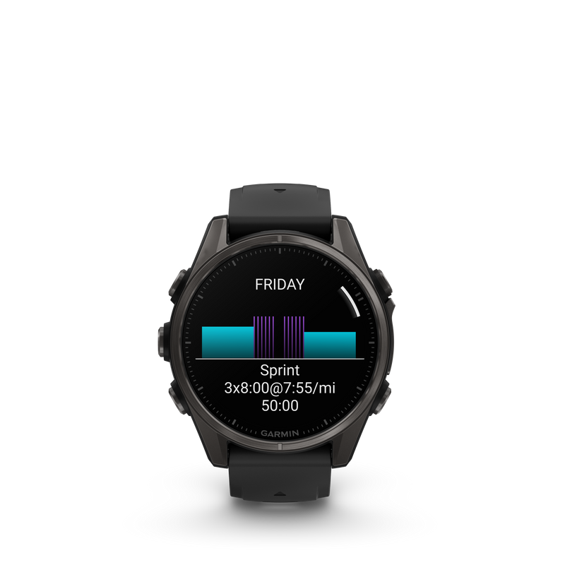 Fenix 8 Smartwatch, 43mm - AMOLED Sapphire, Carbon Grey DLC With Black/Pebble Grey Silicone Band - 010-02903-21