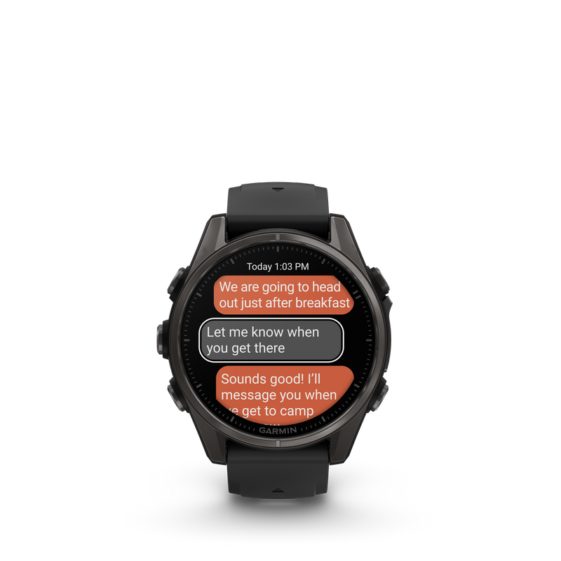 Fenix 8 Smartwatch, 43mm - AMOLED Sapphire, Carbon Grey DLC With Black/Pebble Grey Silicone Band - 010-02903-21