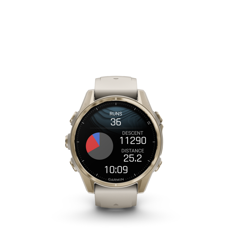 Fenix 8 Smartwatch, 43mm - AMOLED, Sapphire, Soft Gold with Fog Grey/Dark Sandstone Silicone Band - 010-02903-11