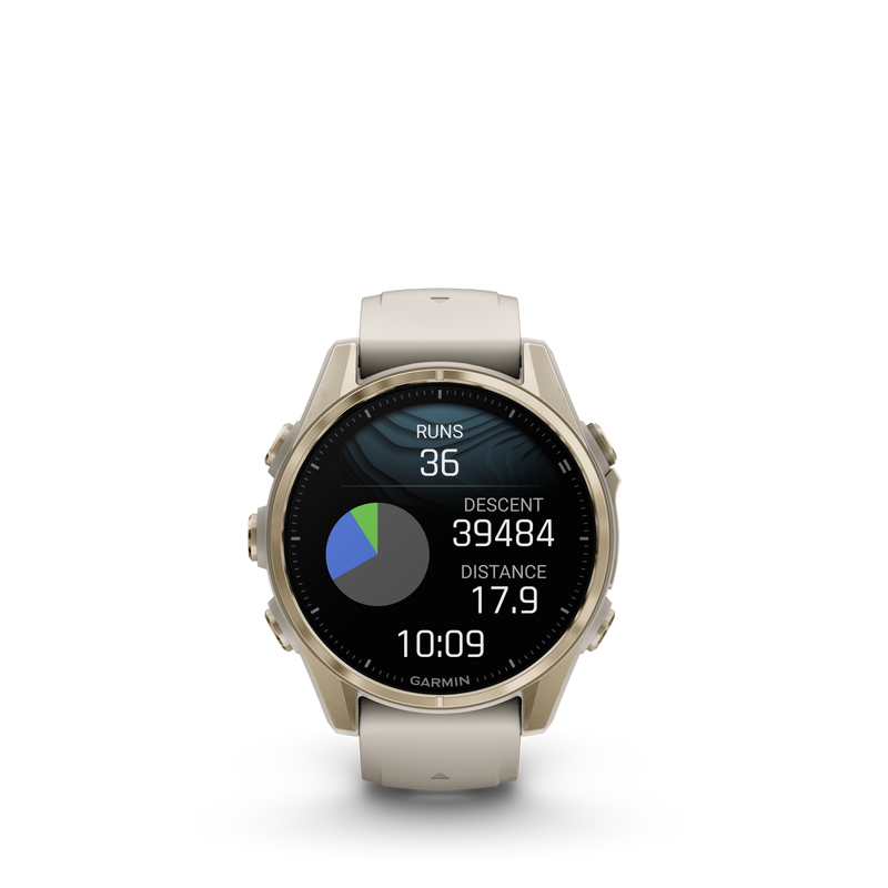 Fenix 8 Smartwatch, 43mm - AMOLED, Sapphire, Soft Gold with Fog Grey/Dark Sandstone Silicone Band - 010-02903-11