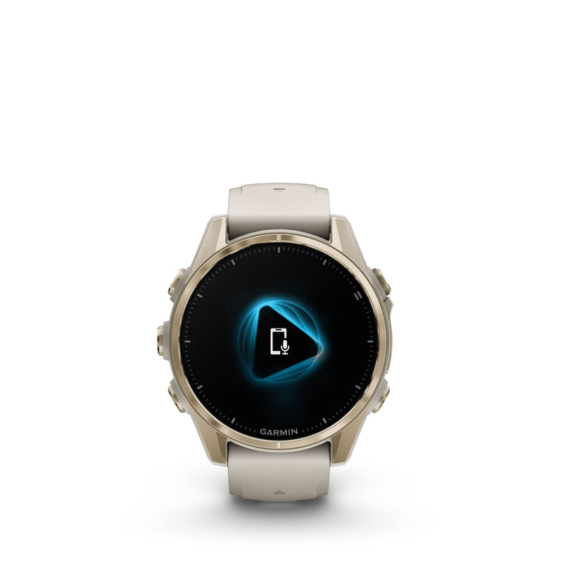 Fenix 8 Smartwatch, 43mm - AMOLED, Sapphire, Soft Gold with Fog Grey/Dark Sandstone Silicone Band - 010-02903-11