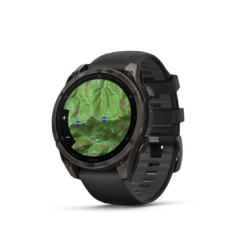 Fenix 8 Smartwatch, 47mm - AMOLED Sapphire, Carbon Grey DLC With Black/Pebble Grey Silicone Band - 010-02904-21