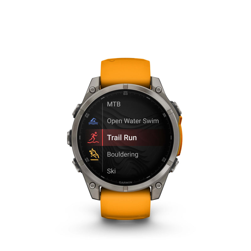 Fenix 8 GPS Smartwatch, 47mm - Titanium with Spark Orange/Graphite Silicone Band - 010-02904-11