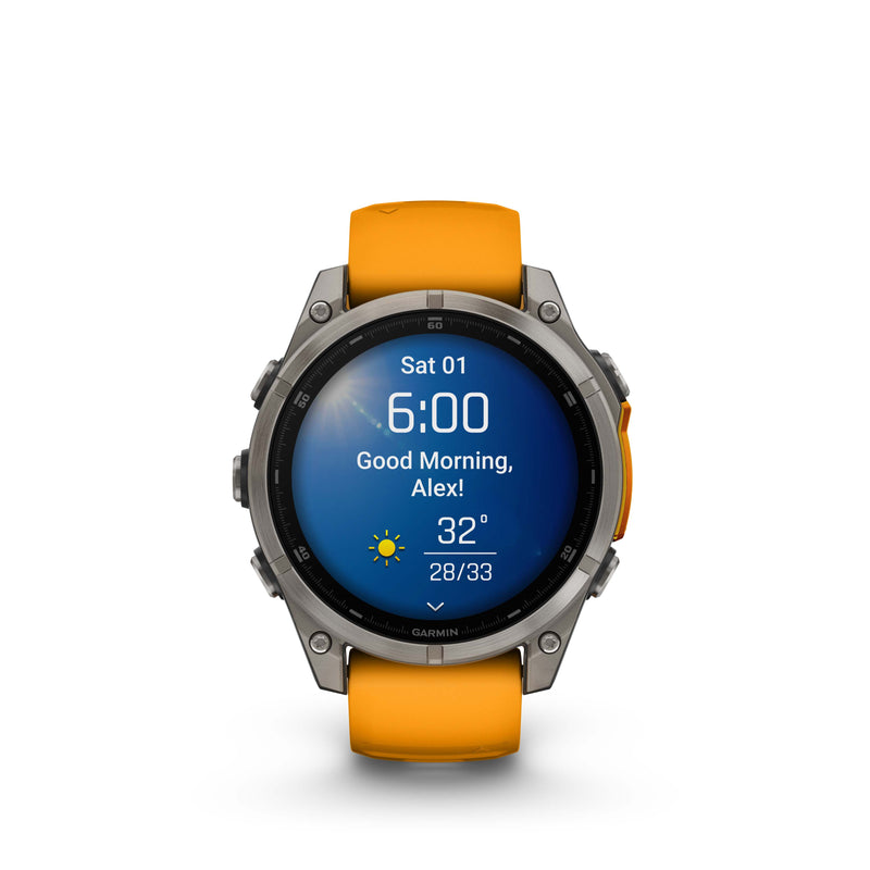Fenix 8 GPS Smartwatch, 47mm - Titanium with Spark Orange/Graphite Silicone Band - 010-02904-11