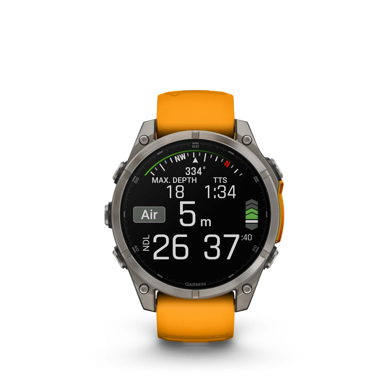 Fenix 8 GPS Smartwatch, 47mm - Titanium with Spark Orange/Graphite Silicone Band - 010-02904-11