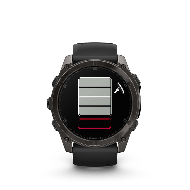 Fenix 8 Smartwatch, 51mm - AMOLED Sapphire, Carbon Grey DLC With Black/Pebble Grey Silicone Band - 010-02905-21