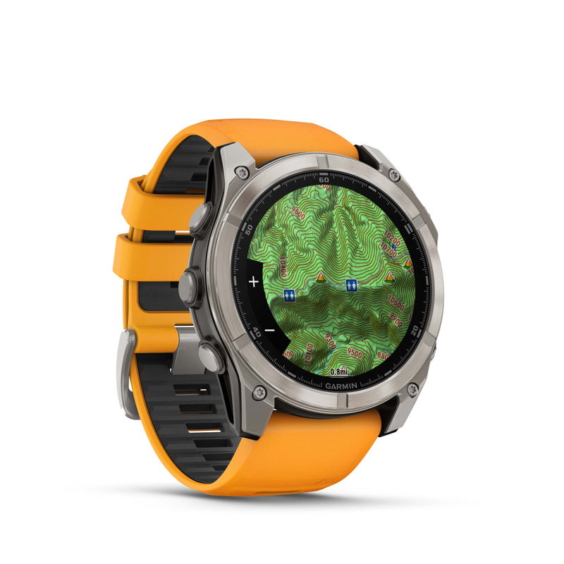 Fenix 8 GPS Smartwatch, 51mm - AMOLED Sapphire, Titanium with Spark Orange/Graphite Silicone Band - 010-02905-11