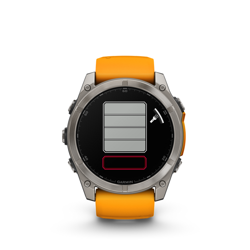 Fenix 8 GPS Smartwatch, 51mm - AMOLED Sapphire, Titanium with Spark Orange/Graphite Silicone Band - 010-02905-11