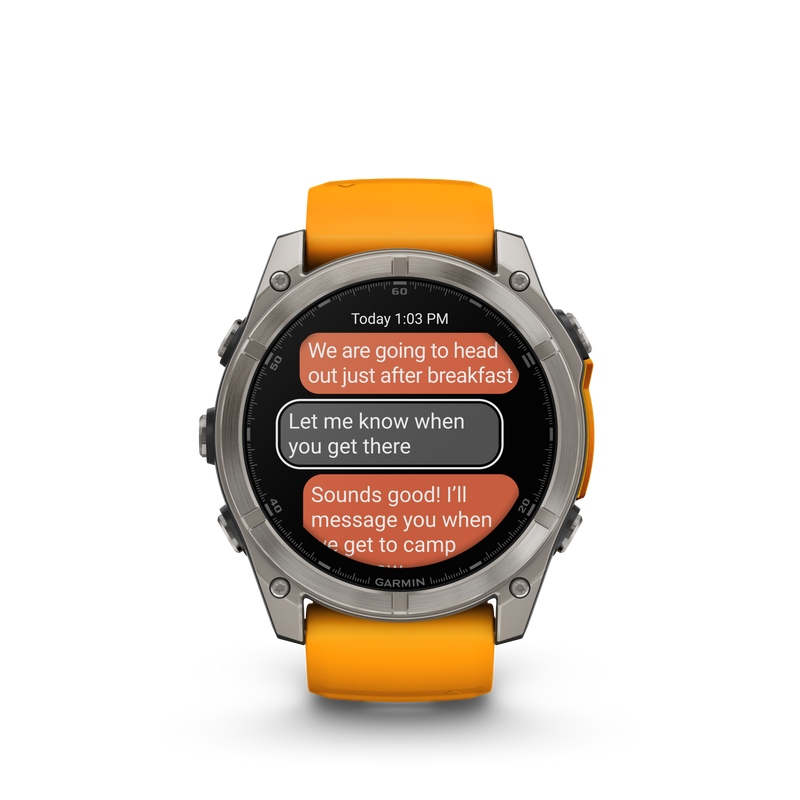 Fenix 8 GPS Smartwatch, 51mm - AMOLED Sapphire, Titanium with Spark Orange/Graphite Silicone Band - 010-02905-11