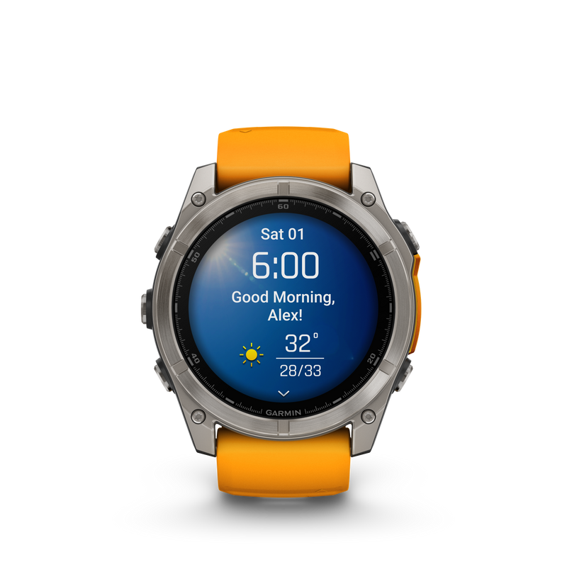 Fenix 8 GPS Smartwatch, 51mm - AMOLED Sapphire, Titanium with Spark Orange/Graphite Silicone Band - 010-02905-11