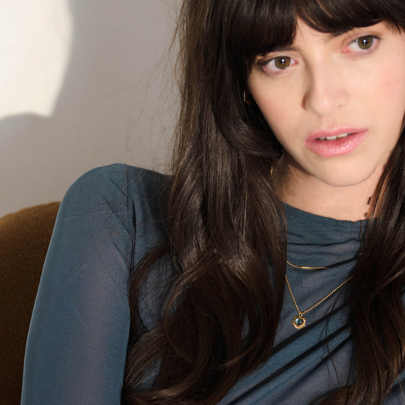 Electric Heart Mini Moonstone Necklace - Silver - EGHN5RMS