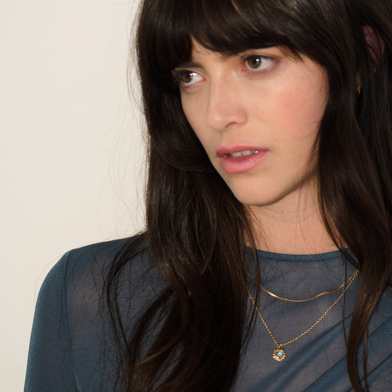 Electric Heart Mini Amethyst Necklace - Gold - EGHN5AMGP