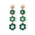 Flower Drop Earrings - Green - 23EFDg