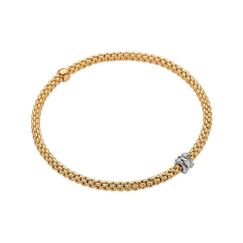 Prima Flex'It Bracelet With Diamonds, 0.12ct - 18ct Yellow Gold
