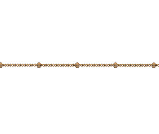 Filed Beaded Curb Chain, 18"/45cm - 9ct Yellow Gold