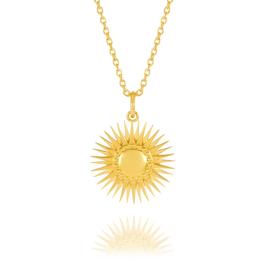 Spikey Rising Sun Necklace - Gold - GDN8GP