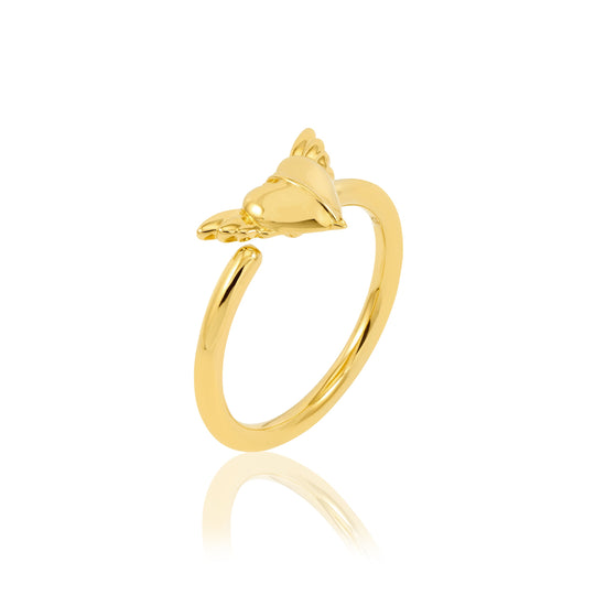 Guardian Angel Wings Heart Ring - Gold - GDR1GP