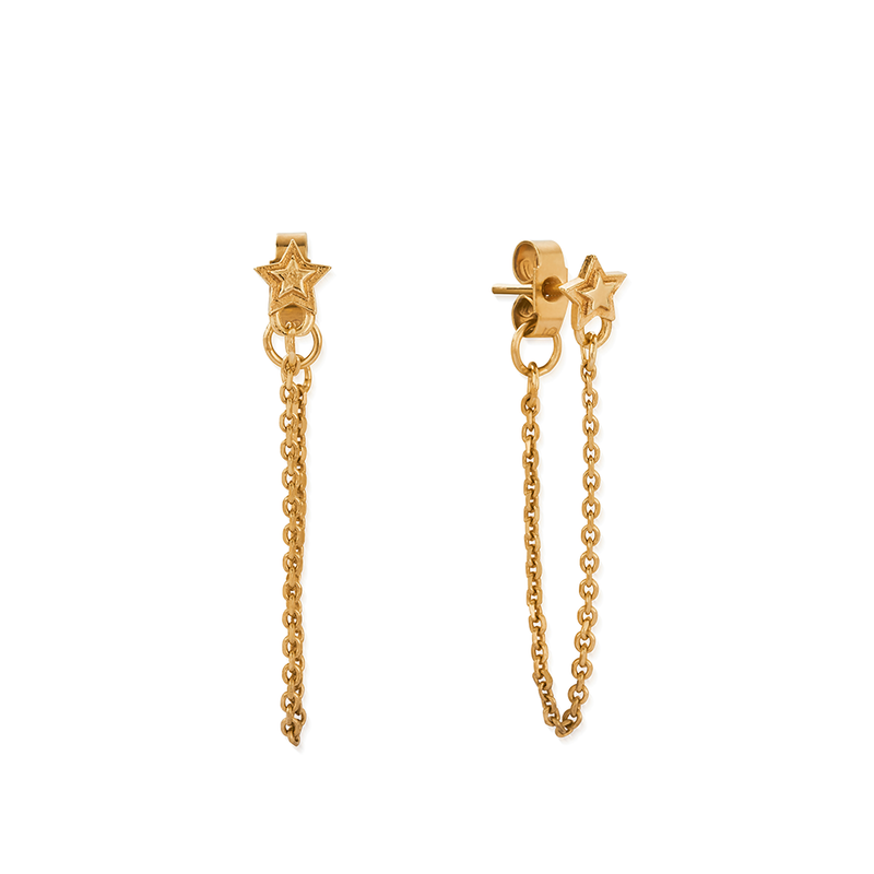 Radiant Essence Chain Stud Earrings - Gold - GEDR3469
