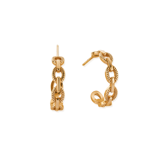 Figaro Chain Huggie Hoop Earrings - Gold - GEH3471