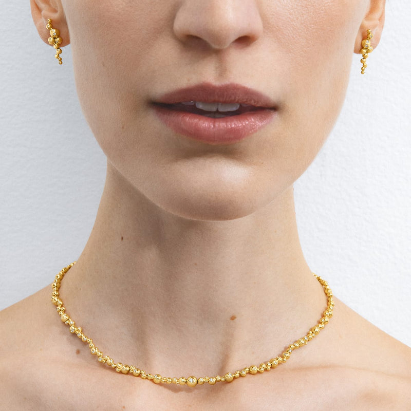 Moonlight Grapes Slim Diamond Necklace -18ct Yellow Gold - 20001420000