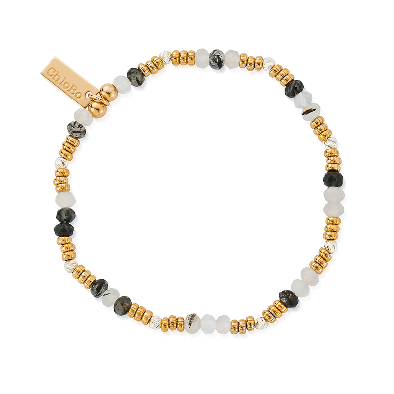 Stone Of Empowerment Black Rutilated Quartz Bracelet - Gold/Silver - GMBBRQCD