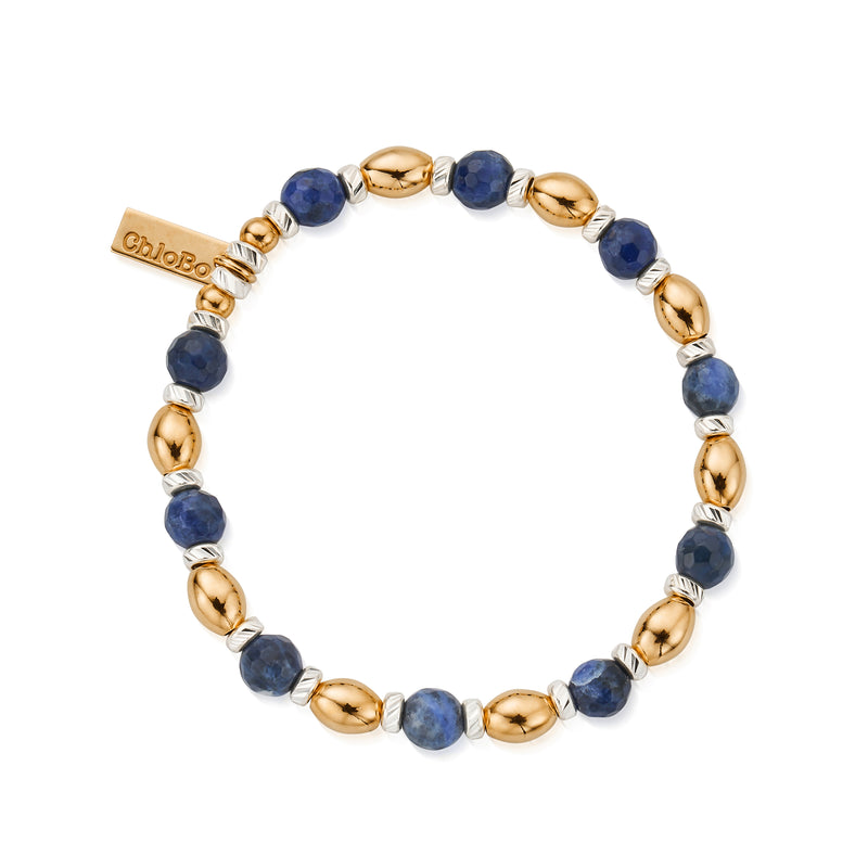 Shiny Oval Sodalite Bracelet - Gold/Silver - GMBSBCR