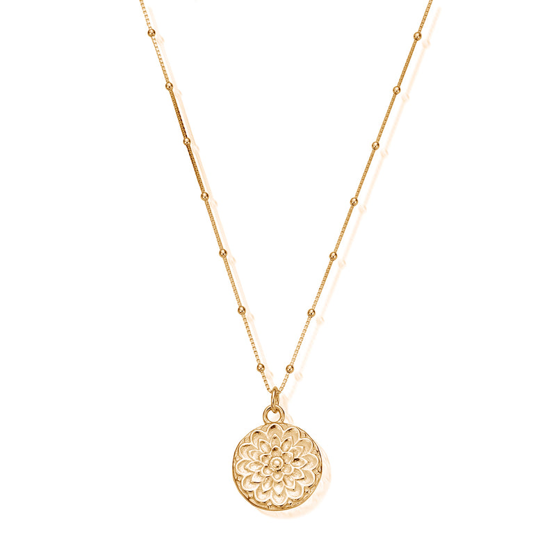 Bobble Chain Moonflower Necklace - Gold - GNBB772