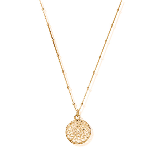 Bobble Chain Moonflower Necklace - Gold - GNBB772