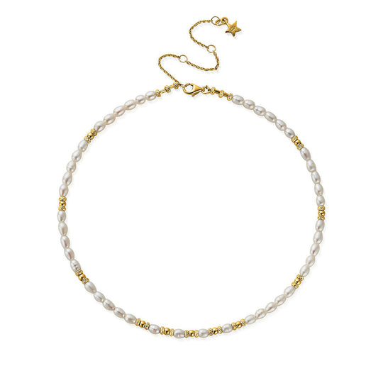 Pearl Choker Necklace - Gold - GNPCHOKER