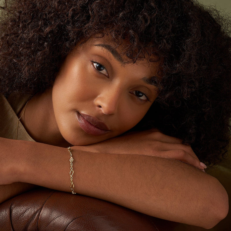 Past Present Future Multi-Link Diamond Bracelet - 9ct Gold - GPPF0368