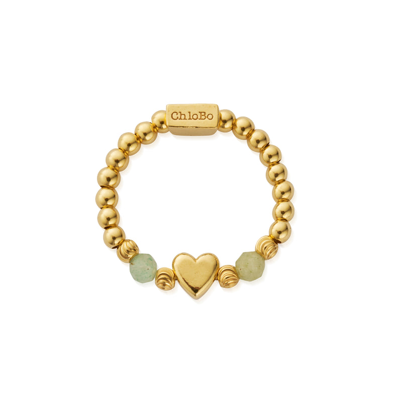 New Love Aventurine Ring, Medium - Gold - GR2AHEART